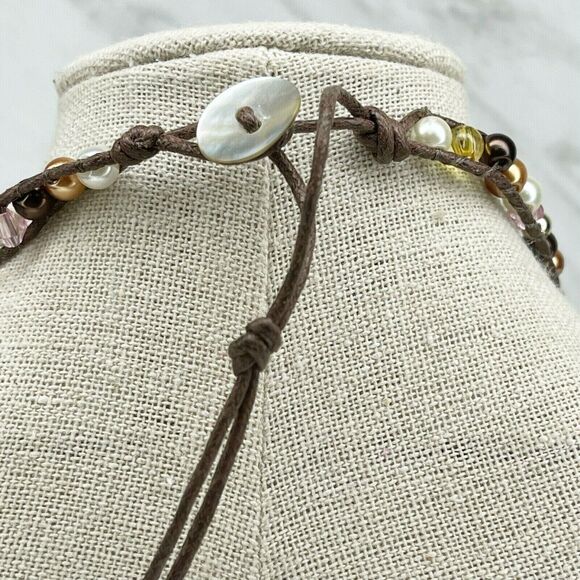 Ladder Beaded Abalone Shell Toggle Wrap Bracelet - Picture 2 of 5